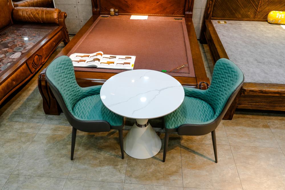 2인 원형 세라믹 식탁 세트