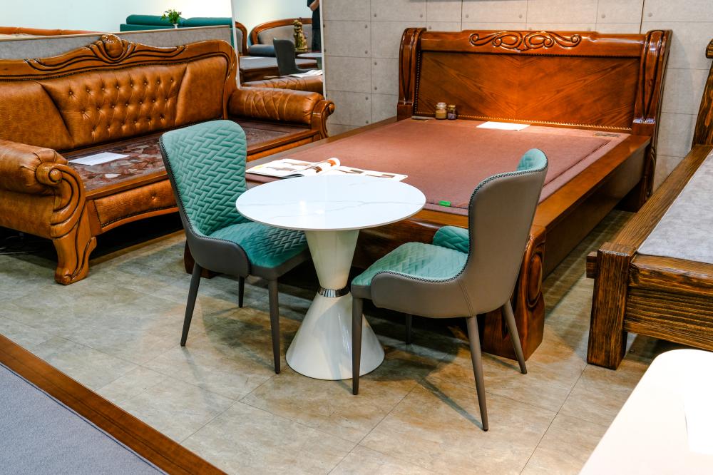 2인 원형 세라믹 식탁 세트