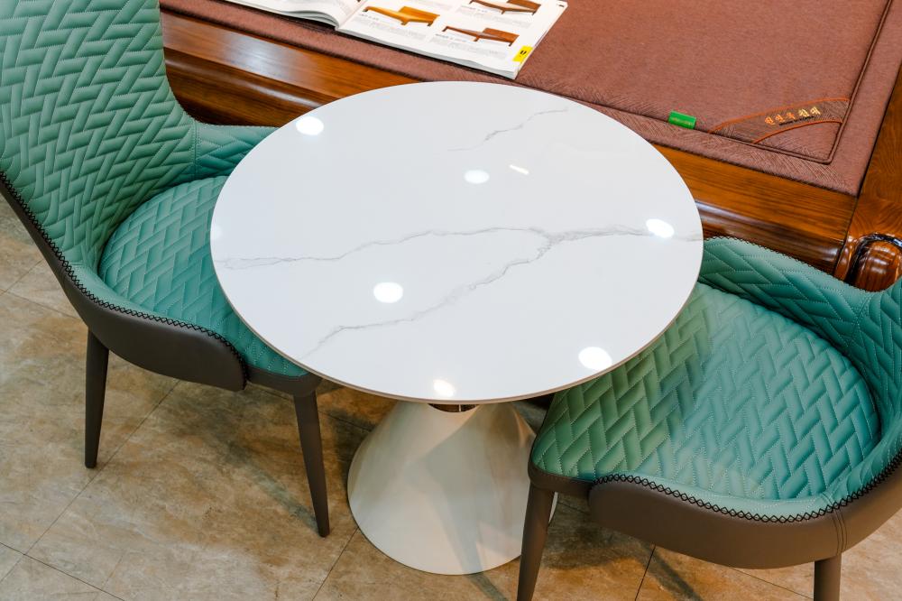 2인 원형 세라믹 식탁 세트